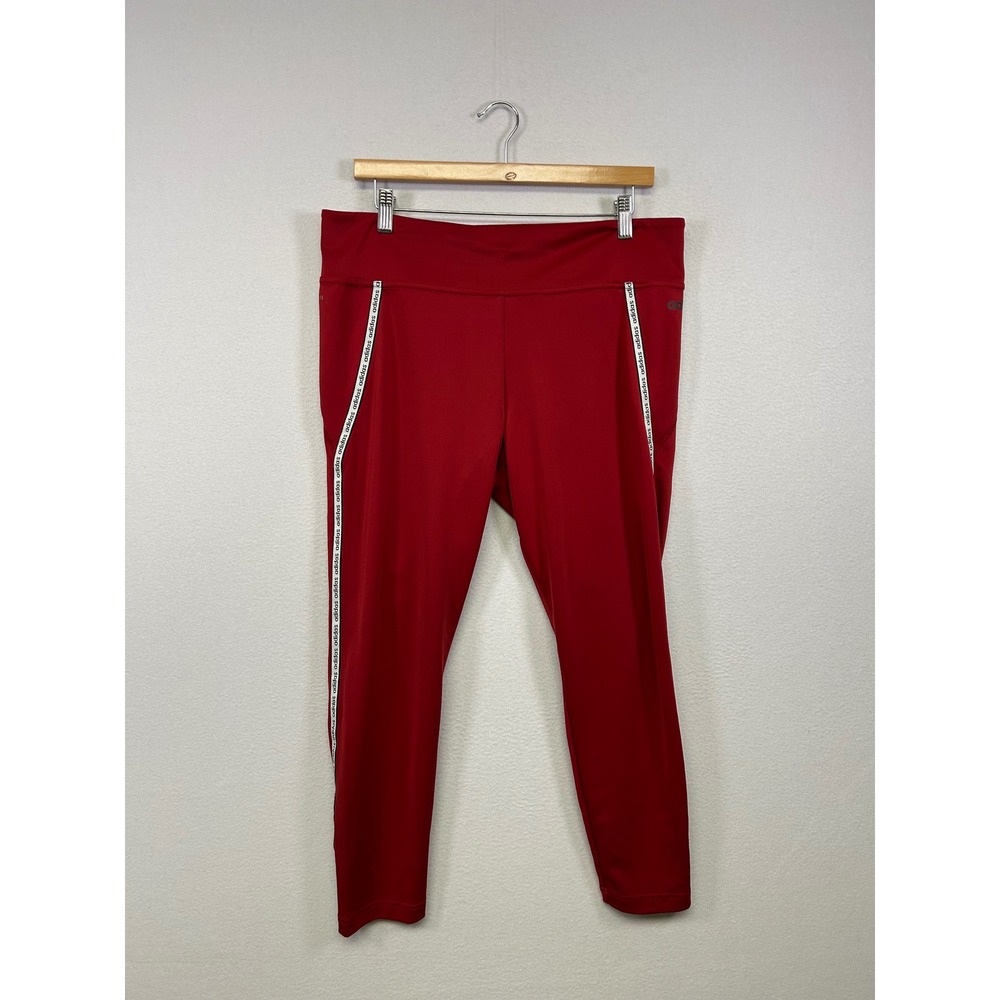 Athleisure Adidas Womens XL Red Climalite Branded Tape High Rise Leggings